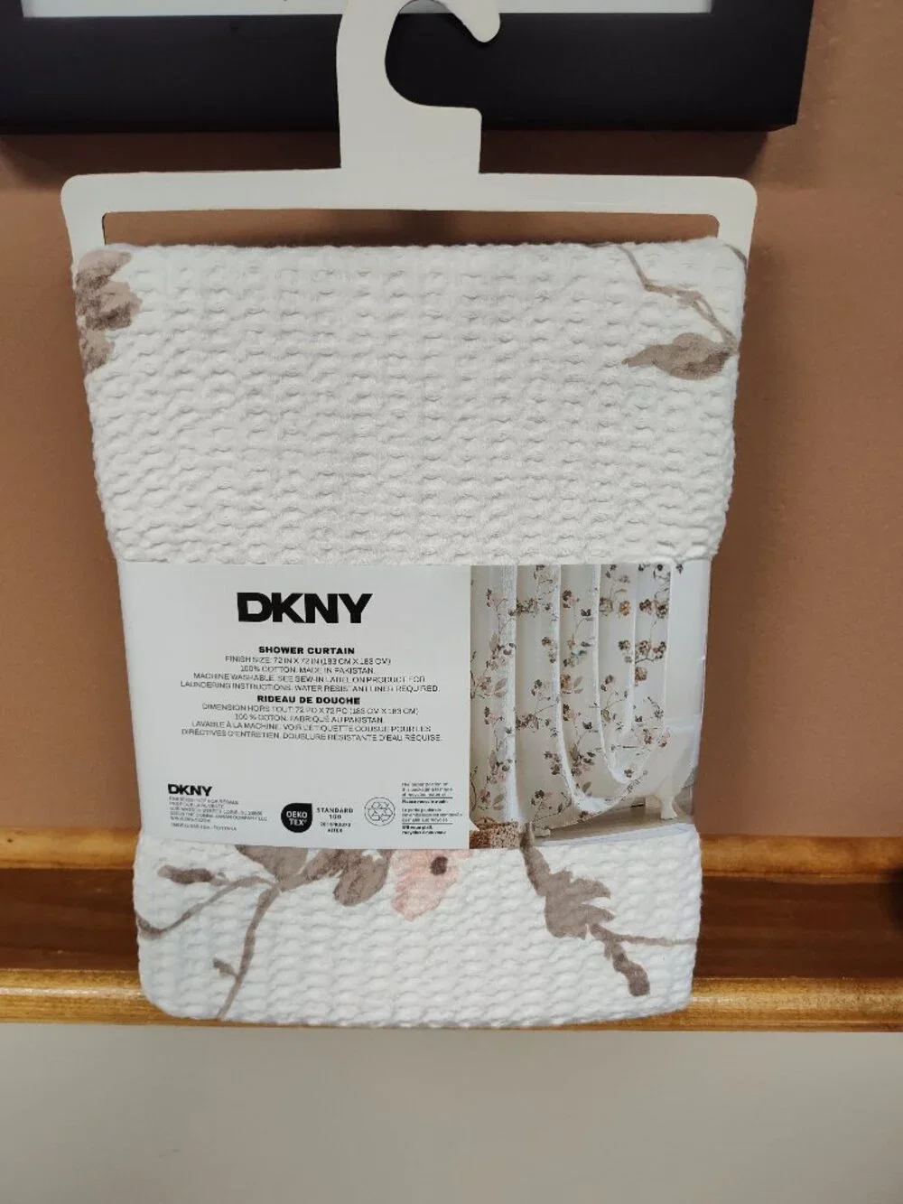 NWT! DKNY Shower Curtain Floral Pattern - 100% Cotton
